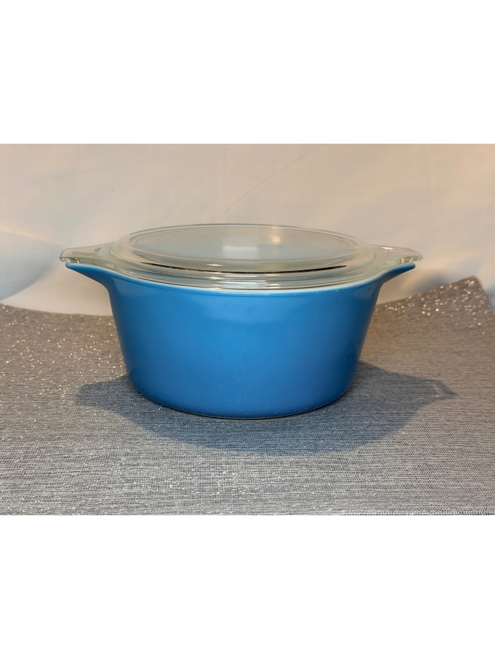Vintage Pyrex Horizon Blue #474 1.5 Qt Casserole with Clear Glass Lid